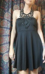 Black lace neck dress